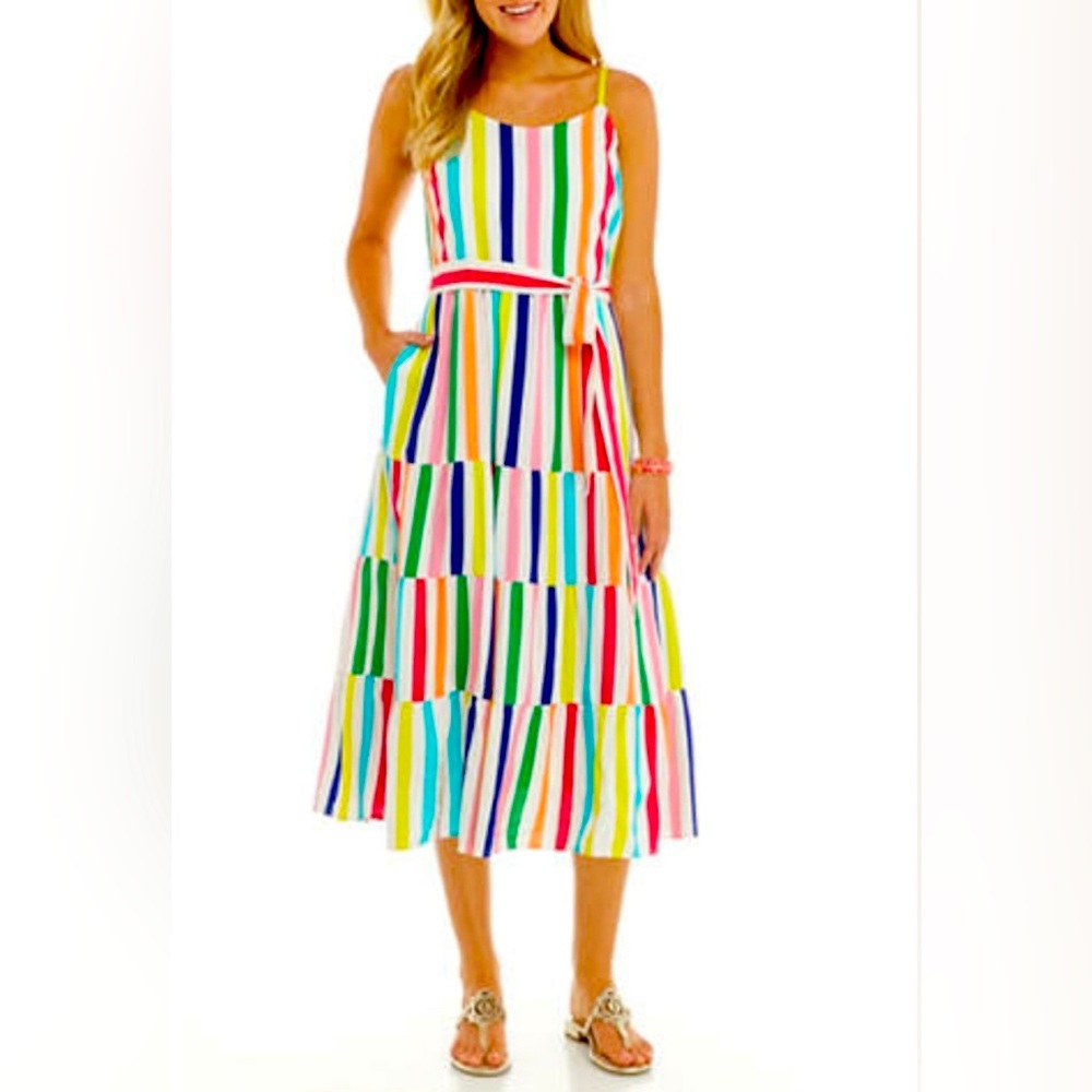 Crown & Ivy Bold Stripe Sleeveless Dress size 16 new with tags